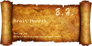 Breit Henrik névjegykártya